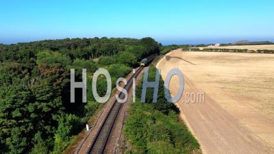 Diesel Train On North Norfolk Railway, Filmed By Drone