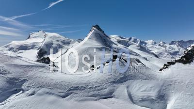 Alpinists On The Sky Of Saas Fee Glaciers - Video Drone Footage