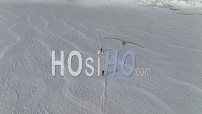 Ski Touring On Glacier - Video Drone Footage
