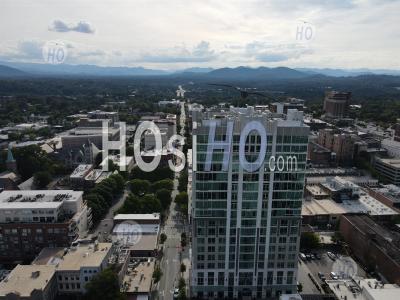 Building In Downtown Asheville North Carolina Usa Looking West - Aerial Photography