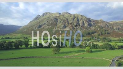 Great Langdale And The Langdale Pikes, Lake District, Cumbria, England - Video Drone Footage