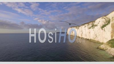 Old Harry Rocks On The Dorset Coast, Isle Of Purbeck, Dorset, England - Video Drone Footage