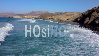 Spain, Canary Islands, Fuerteventura, La Pared, Playa Del Viejo Reyes - Video Drone Footage