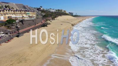 Spain, Canary Islands, Fuerteventura, Jandia Peninsula, Morro Jable - Video Drone Footage