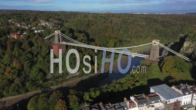 Aerial View Over The Avon Gorge And Clifton Suspension Bridge, Bristol, England - Video Drone Footage