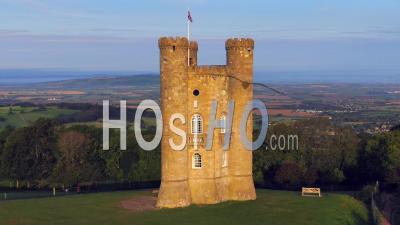 Broadway Tower On Top Of Fish Hill, Broadway, Worcestershire, England - Video Drone Footage