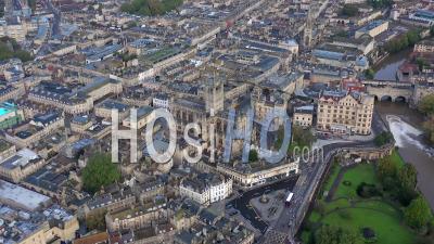 Georgian City Of Bath And Bath Cathedral, Somerset, England - Video Drone Footage