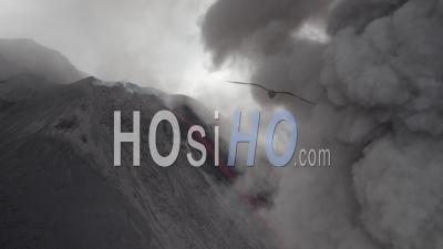 Stromboli Volcanic Eruption With Lava Flow And Explosion - Video Drone Footage