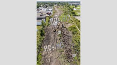 Construction Of Detroit Hiking-Biking Trail - Aerial Photography