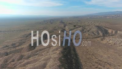 Aerial Over The Cracked San Andreas Earthquake Fault On The Carrizo Plain In Central California - Video Drone Footage
