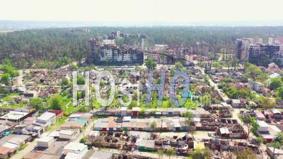 2022 - Shocking Aerial Of Vast Destruction In Irpin Ukraine Near Kyiv, From Russian Bombing - Video Drone Footage