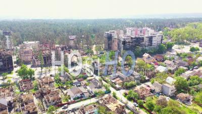 2022 - Shocking Aerial Of Vast Destruction In Irpin Ukraine Near Kyiv, From Russian Bombing - Video Drone Footage