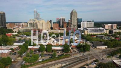 2022 - Good Aerial Of Raleigh North Carolina Downtown Skyline - Video Drone Footage