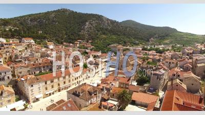 An Aerial View Of Hvar, Croatia Highlights The Franciscan Monastery - Video Drone Footage