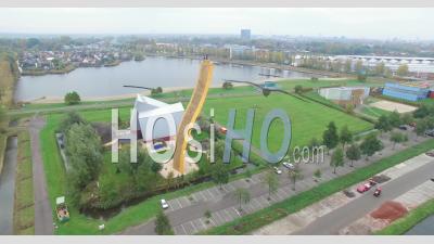 The Excalibur Climbing Wall And Its Surrounding Area Is Seen In Groningen, Europe - Video Drone Footage