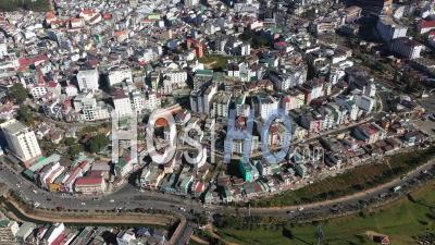 An Aerial View Shows Urban Traffic In The City Of Dalat, Vietnam - Video Drone Footage