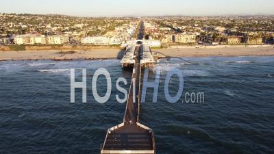 Aerial Over Crystal Pier And Pacific Beach In San Diego, California - Video Drone Footage