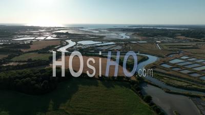 Salt Marshes Of The Mes In Mesquer, Loire-Atlantique, France - Video Drone Footage