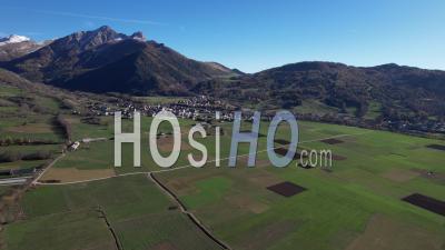 Ancelle, Mountain Village In The Champsaur Valley In Autumn (hautes-Alpes), Viewed From Drone