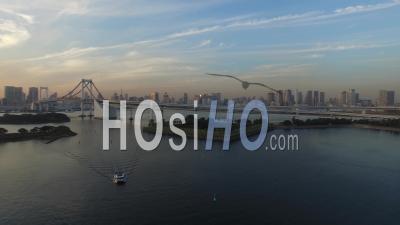 Sunset At The Tokyo Bay, Seen By Drone