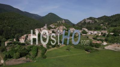 The Village Of Reilhanette In Drome Provençale, France, Viewed From Drone