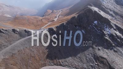 The Agnel Pass Between Queyras And Italy, In Autumn, Hautes-Alpes, France, Viewed From Drone