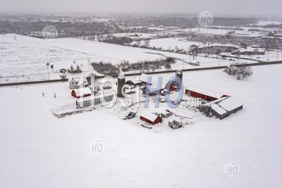 Winter On Michigan Farm - Aerial Photography