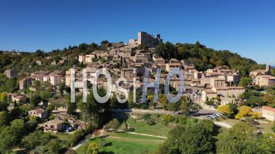 Lacoste, Village In Luberon Natural Regional Park, Vaucluse, France - Drone Point Of View