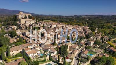 Ansouis, Labelled The Most Beautiful Villages Of France, Village In Luberon Natural Regional Park, Vaucluse, France - Drone Point Of View
