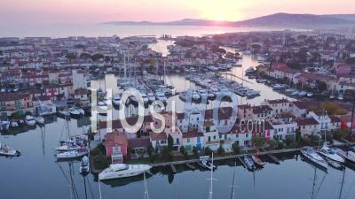 Port Grimaud, Lacustrian Town With The Marina, Gulf Of Saint Tropez, Grimaud, Var, France - Drone Point Of View