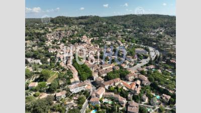 Troglodyte Rock And Caves Of Cotignac Village, Var, France - Aerial Photography