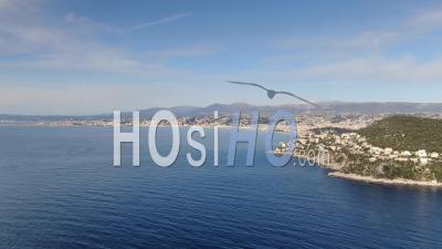 Nice City Seen From The Shore, Drone Aerial Footage