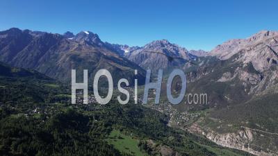 The Vallouise Valley, At The Entrance To The Écrins National Park, Hautes-Alpes, France, Viewed From Drone