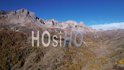 The Clarée Valley And The Cerces Mountain Range In Autumn, Hautes-Alpes, France, Viewed From Drone