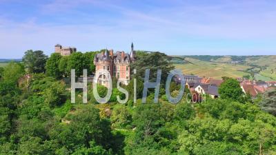 Castle Of Sancerre, Berry, Cher, France - Drone Point Of View