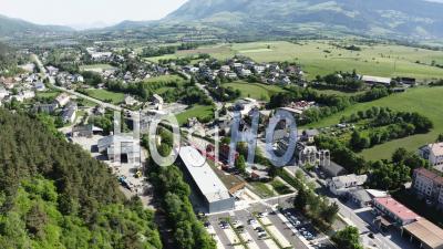 Aerial View Of The Little Train Of La Mure - Video Drone Footage
