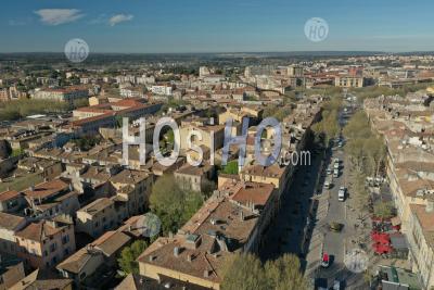 Aix En Provence, City Centre, Cours Mirabeau, Bouches-Du-Rhone, France - Aerial Photography