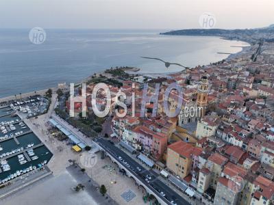 Menton, The Old Town Dominated By The Basilica Of Saint Michel, Alpes-Maritimes, France - Aerial Photography
