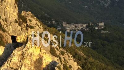 Canyon Gorges Of Loup, Greolieres Village, Alpes Maritimes, France - Video Drone Footage
