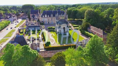 Chateau D'anet, Renaissance Castle, Anet, Eure-Et-Loir, France - Drone Point Of View