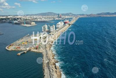 Marseille, Euromediterranean Area, Grand Port Maritime, Digue Du Large, Bouches-Du-Rhone, France - Aerial Photography