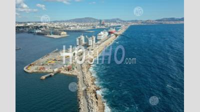 Marseille, Euromediterranean Area, Grand Port Maritime, Digue Du Large, Bouches-Du-Rhone, France - Aerial Photography