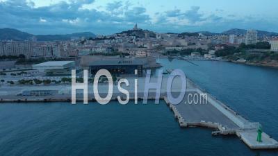 Marseille, General View With The Mucem, Museum Of European And Mediterranean Civilisations, By Architects Rudy Ricciotti And R. Carta, The Villa Méditérranée, The Fort Saint Jean And The Old Port, Bouches-Du-Rhone, France - Video Drone Footage