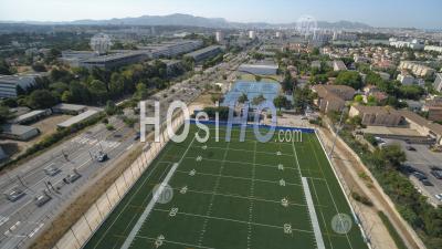 American Football Stadium, Saint-Jerome District, Marseille, Bouches Du Rhone, France, Bouches Du Rhone, France - Aerial Photography