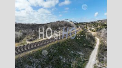 Overflight Of The Railways Near Martigues Area, Bouches-Du-Rhone, France - Aerial Photography