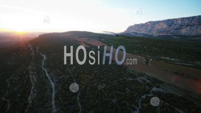 Aix Country, Sainte Victoire Mountain At Sunset, Bouches Du Rhone, France - Aerial Photography