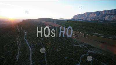 Aix Country, Sainte Victoire Mountain At Sunset, Bouches Du Rhone, France - Aerial Photography