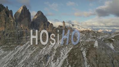 Three Peaks Of Lavaredo Early Morning - Clip 1 - Video Drone Footage