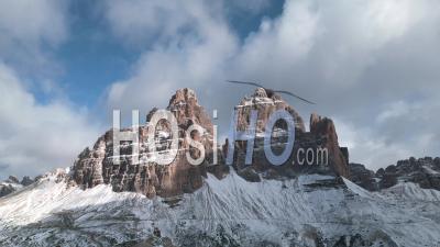 The Three Peaks Of Lavaredo From Cadini Of Misurina - Video Drone Footage