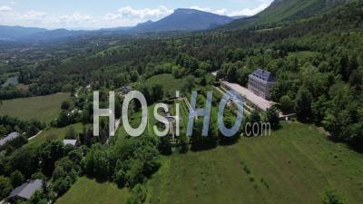 Aerial View Of Charance Castle And Park In Gap, Hautes-Alpes, Filmed By Drone